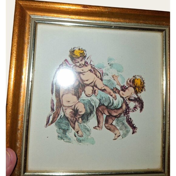 Vintage Cherub Wall Art Set Of 2 Framed Prints - Picture 7 of 8